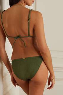 VIX Трусики бикини из ткани сирсакер с украшением, армейский зеленый