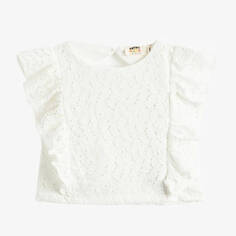 Блузка для девочки Koton Crop Ruffled Cutwork Detail, белый