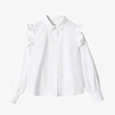 Блузка для девочки с длинным рукавом Mango Kids Carlota, белый