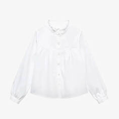 Блузка для девочки с длинным рукавом Mango Kids Camila, белый