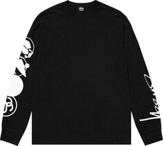 Лонгслив Stussy Stacked Pigment Dyed Long-Sleeve Tee &apos;Black&apos;, черный