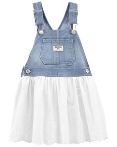 Джинсовое платье-джемпер с люверсами для малышей Carter&apos;s, синий/белый Carters