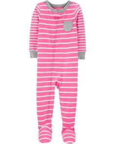 Цельнокроеные пижамы в полоску из 100 % хлопка с плотным кроем для малышей Carter&apos;s, розовый Carters