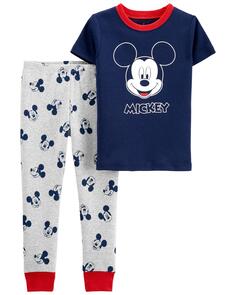 Пижамы с Микки Маусом из 2 предметов для малышей, 100 % плотно прилегающие хлопковые пижамы Carter&apos;s, темно-синий/вереск Carters