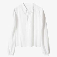 Блузка для девочки с длинным рукавом Mango Kids Sol, белый
