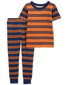 Детские пижамы LENZING ECOVERO из двух предметов в полоску Carter&apos;s, коричневый Carters