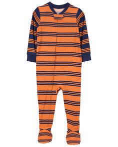 Детские цельнокроеные пижамы в полоску LENZING ECOVERO Footie Carter&apos;s, темно-синий/коричневый Carters