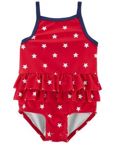 Цельный купальник Baby Stars с оборками Carter&apos;s, красный Carters