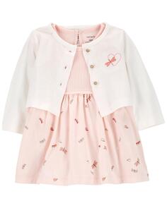 Комплект из двух частей: боди для малышей, платья и кардигана Carter&apos;s, розовый Carters