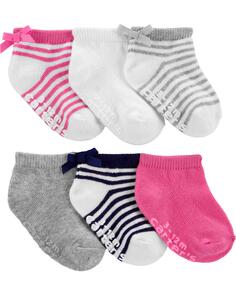 Набор из 6 носков до щиколотки для малышей Carter&apos;s, белый/розовый Carters