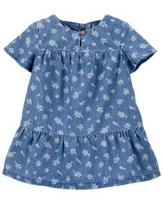 Детское платье из шамбре с цветочным принтом Carter&apos;s, синий Carters