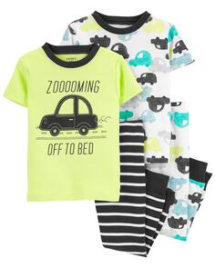 Детские пижамы Cars из 100% хлопка, 4 предмета, плотно прилегающие к телу Carter&apos;s, мультиколор Carters