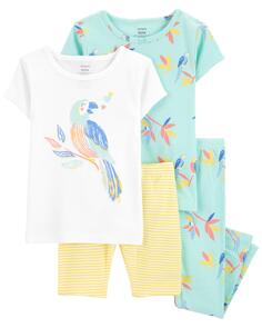 Детская пижама Parrot из 100 % хлопка с плотно прилегающей посадкой из 4 предметов Carter&apos;s, мультиколор Carters