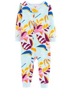 Детские цельнокроеные пижамы без ножек из 100% хлопка с цветочным принтом Carter&apos;s, мультиколор Carters