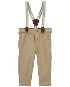 Детские брюки с подтяжками из твила Carter&apos;s, хаки Carters