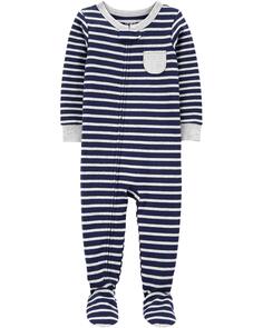 Детские цельнокроеные пижамы в полоску из 100 % хлопка с облегающим кроем Carter&apos;s, темно-синий Carters