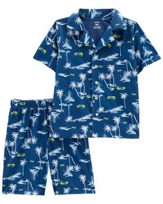 Детские пижамы свободного кроя в стиле пальто из двух частей с изображением пальмы Carter&apos;s, синий Carters