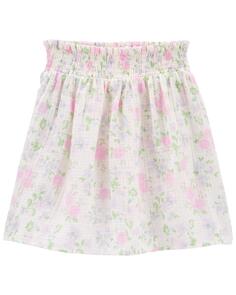 Детская присборенная юбка-бумажный мешок с цветочным принтом Carter&apos;s, мультиколор Carters