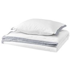 Комплект постельного белья Ikea Tatelsmygare, 2 предмета, 150x200/50x60 см, белый/серовато-синий