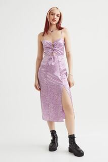 Атласное платье H&amp;M, фиолетовый/маленькие цветы H&M