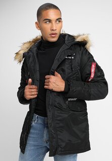 Пальто зимнее Alpha Industries с логотипом, черный