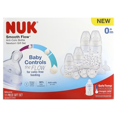Набор бутылочек NUK Smooth Flow для новорожденных с антиколиковой бутылочкой от 0 месяцев, 11 предметов