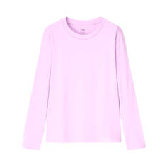 Лонгслив Uniqlo Cotton Crew Neck, светло-фиолетовый (Размер XS)