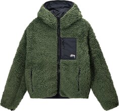 Куртка Stussy Sherpa Jacket &apos;Olive&apos;, зеленый