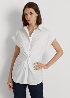 Рубашка с короткими рукавами из хлопка с закрученным спереди Ralph Lauren