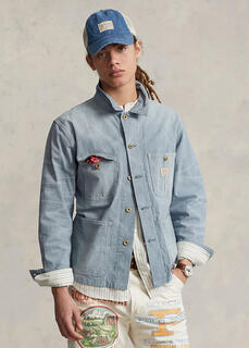 Джинсовая куртка цвета индиго с микроклеткой Ralph Lauren