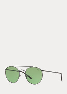 Круглые металлические солнцезащитные очки в стиле ретро Ralph Lauren
