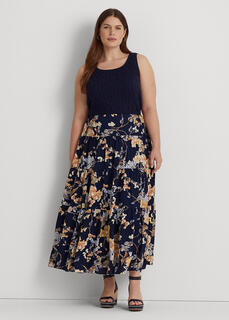 Ярусная юбка из жатого жоржета с цветочным принтом Ralph Lauren
