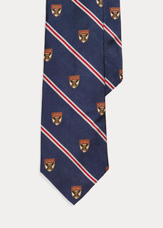 Полосатый шелковый клубный галстук из репса Ralph Lauren