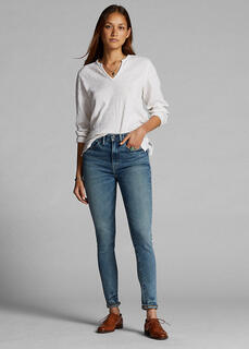 Эластичные высокие джинсы скинни Ralph Lauren