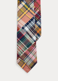 Хлопковый галстук в клетку в технике пэчворк Ralph Lauren
