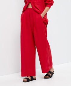 Широкие брюки из 100% льна OYSHO, ярко-красный