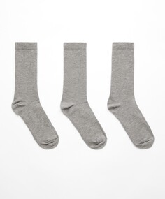 3 пары спортивных хлопковых классических носков OYSHO, серый