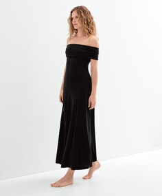 Платье с открытыми плечами OYSHO, черный