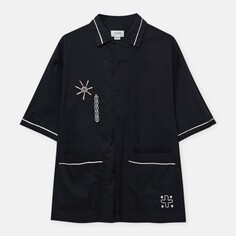 Рубашка Pull&amp;Bear Embroidered Short Sleeve Pyjama, черный