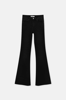 Расклешенные джинсы с высокой талией Pull&amp;Bear, черный