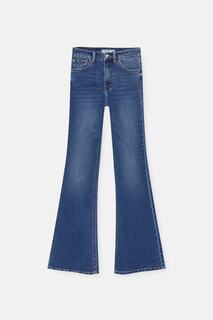 Расклешенные джинсы с высокой талией Pull&amp;Bear, темно-синий