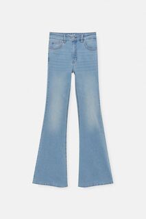 Расклешенные джинсы с высокой талией Pull&amp;Bear, бледно-голубой