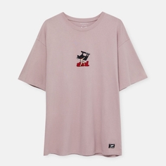 Футболка Pull&amp;Bear Stwd Embroidered Short Sleeve, розовый
