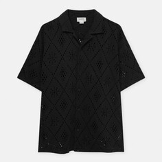Рубашка Pull&amp;Bear Short Sleeve Black Openwork, черный