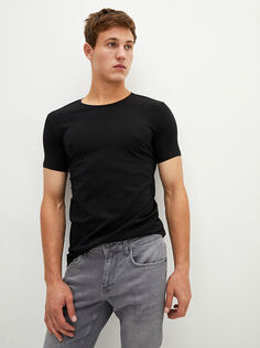 Базовая мужская футболка из чесаного хлопка с круглым вырезом и короткими рукавами LCW Casual