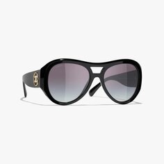 Солнцезащитные очки Chanel Pilot, чёрный/золотой