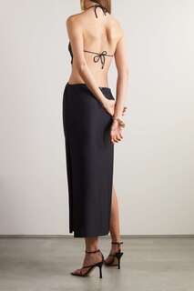 AZ FACTORY + Платье миди Ester Manas с открытой спиной и вырезом халтер из эластичного трикотажа, черный