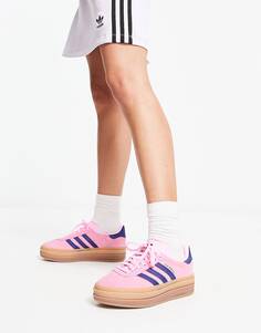 Розовые кроссовки на платформе с резиновой подошвой adidas Originals Gazelle Bold