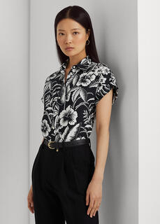 Льняная рубашка с короткими рукавами и цветочным принтом Ralph Lauren