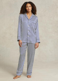 Пижамный комплект из эластичного шелка с длинными рукавами в полоску Ralph Lauren